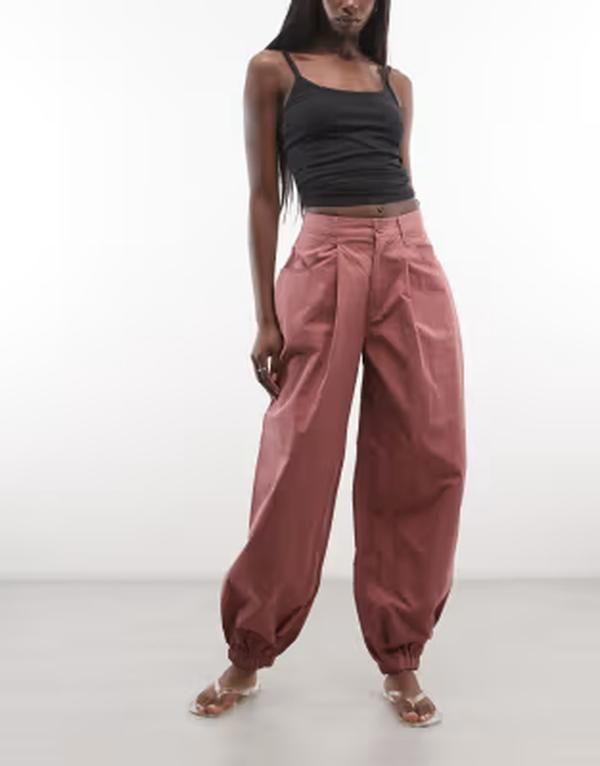 エイソス レディース ボトムス カジュアルパンツ ASOS DESIGN tailored balloon pants Brick Red レッド