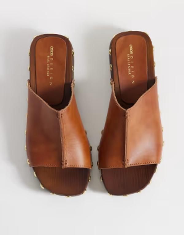 エイソス レディース シューズ サンダル レザー ASOS DESIGN Franco premiumule sandal clogs in tan leather Tan leather タン エイソス レディース シューズ サンダル レザー ASOS DESIGN Franco premiumule sandal clogs in tan leather Tan leather タン