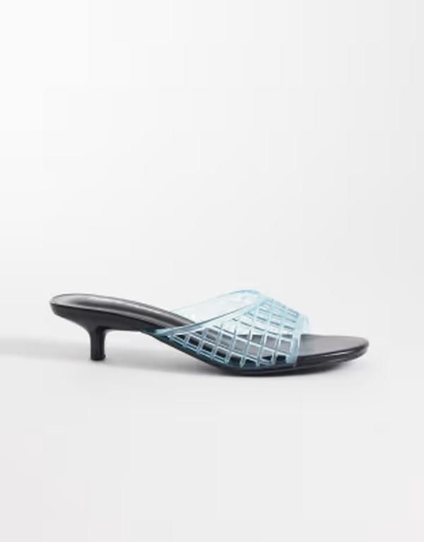 パブリックデザイア レディース シューズ サンダル ヒール Public Desire kitten heel jelly sandals BLUE ブルー