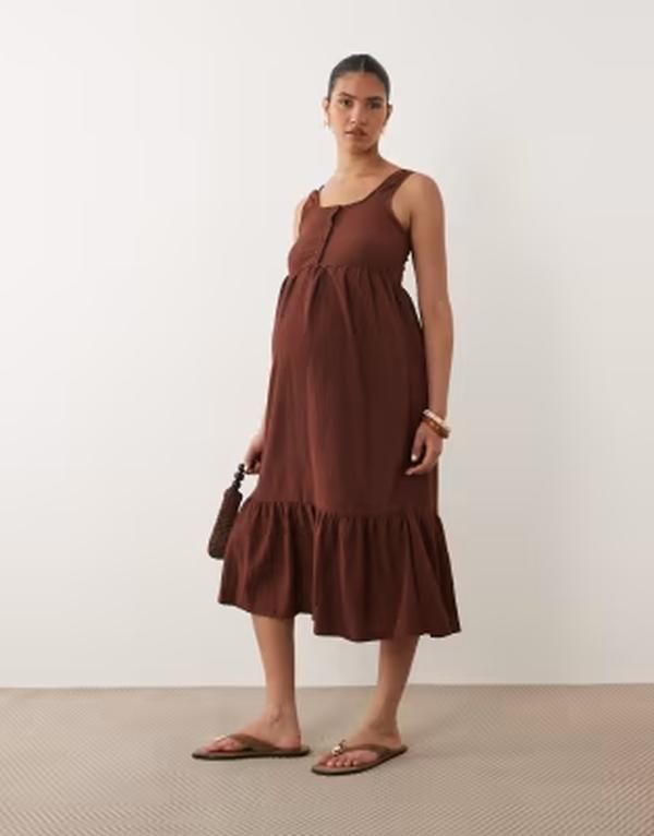ママライシアス レディース トップス ワンピース ミディ ノースリーブ ジャージー マタニティ Mamalicious Mamalicious Maternity sleeveless nursing button function jersey midi d