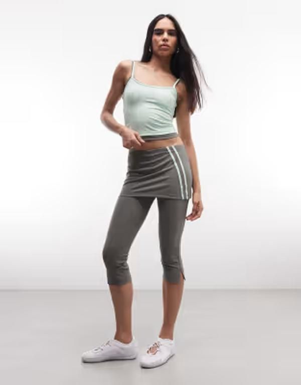コルージョン レディース ボトムス ハーフパンツ・ショーツ スカート キャップ COLLUSION sporty capri skirt pants CHARCOAL チャコール