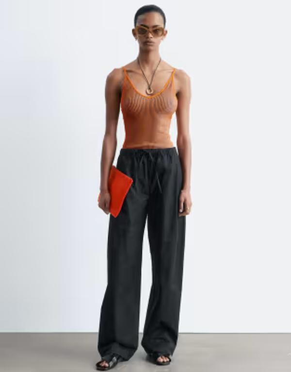 アンドアザーストーリーズ レディース ボトムス カジュアルパンツ ワイドレッグ コットン Other Stories wide leg cotton pull on pants Black ブラック