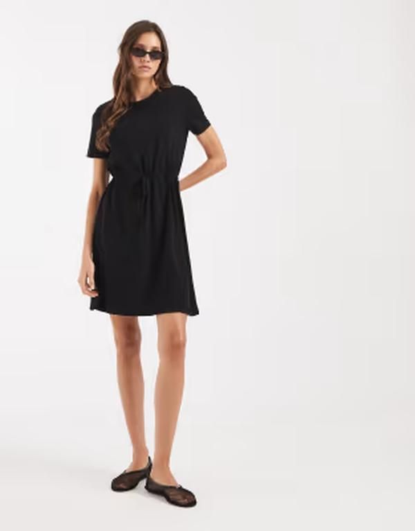 ヴェロモーダ レディース トップス ワンピース ミニ ジャージー Vero Moda tie waist jersey mini dress Black ブラック