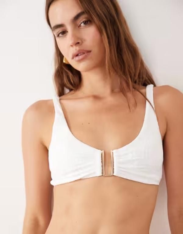 アクセサライズ レディース 水着 トップのみ Accessorize textured bikini top WHITE ホワイト