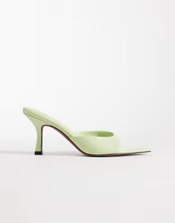 エイソス レディース シューズ サンダル ヒール ASOS DESIGN Hotline pointed toe heeled mules in lime ライム