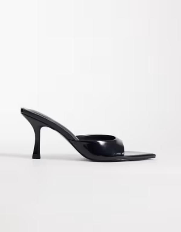 エイソス レディース シューズ サンダル ヒール ASOS DESIGN Hotline pointed toe heeled mules Black ブラック