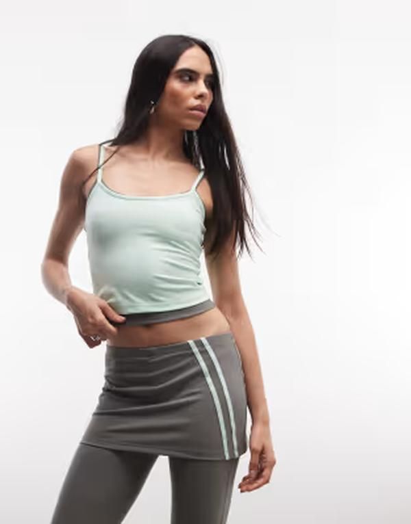 コルージョン レディース トップス シャツ COLLUSION sporty double layer cami top part of a set LIGHT GREEN グリーン