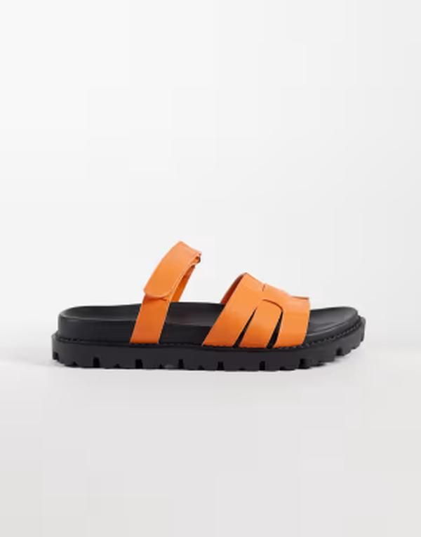 シミ レディース シューズ サンダル SIMMI ShoesIMMI London Adelle chunky sandal slides in orange オレンジ
