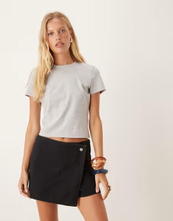 マンゴ レディース ボトムスカート Mango side button tailored skort Black ブラック
