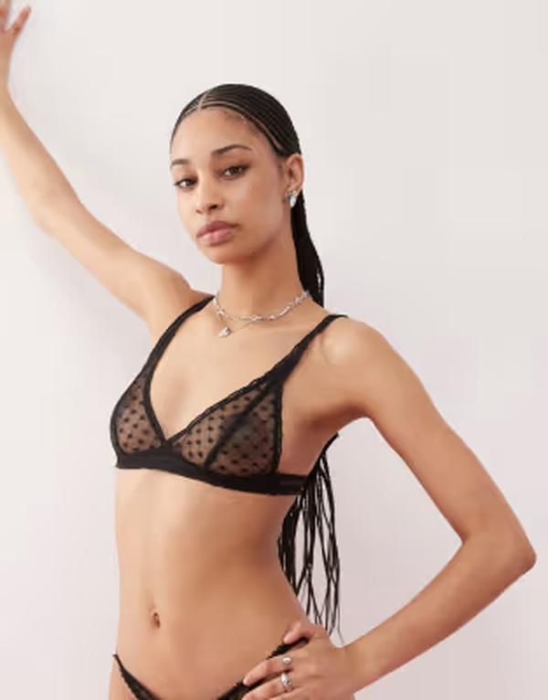 モーテル レディース アンダーウェア ブラジャー レース Motel yandri heart lace soft bra Black ブラック