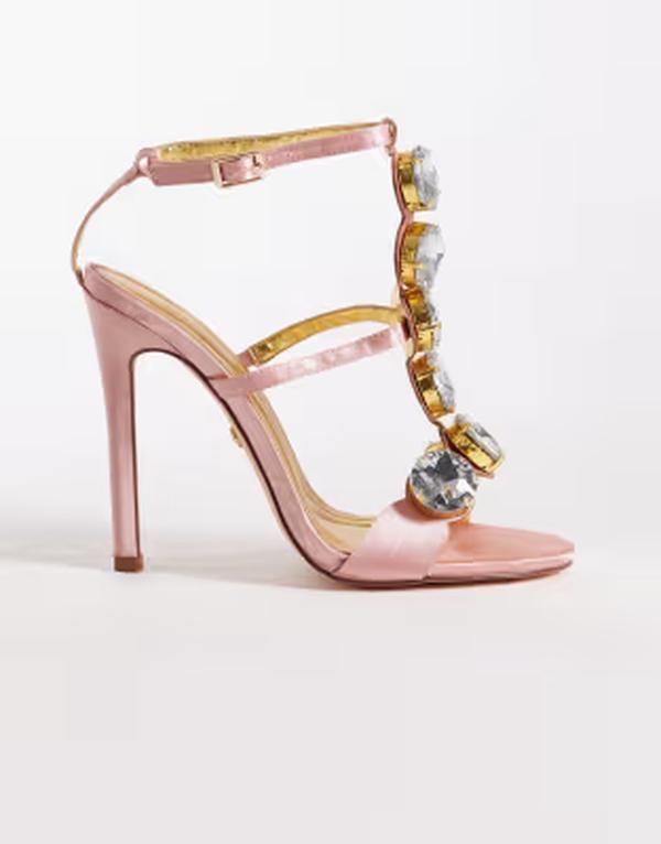 アザレア ワン レディース シューズ サンダル ヒール Azalea Wang Amaratha bejeweled heeled sandals in blush ブラッシュ