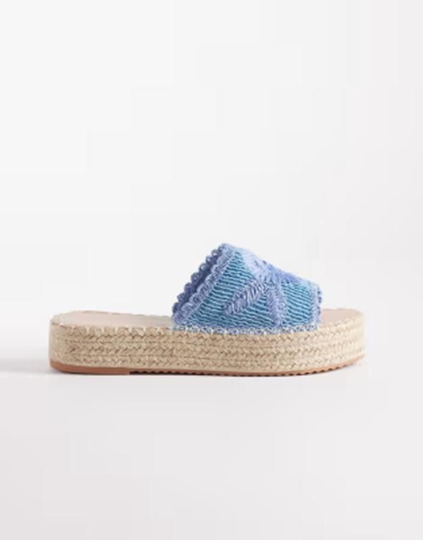 サウスビーチ レディース シューズ サンダル プラットフォーム South Beach platform sandals raffia BLUE ブルー