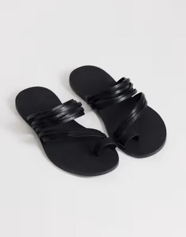 トップショップ レディース シューズ サンダル Topshop Maeve strappy toe loop sandals Black ブラック
