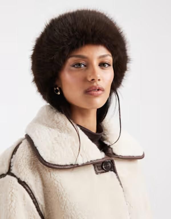 オブジェクト レディース アクセサリー 帽子 Object faux fur winter hat Seal brown ブラウン