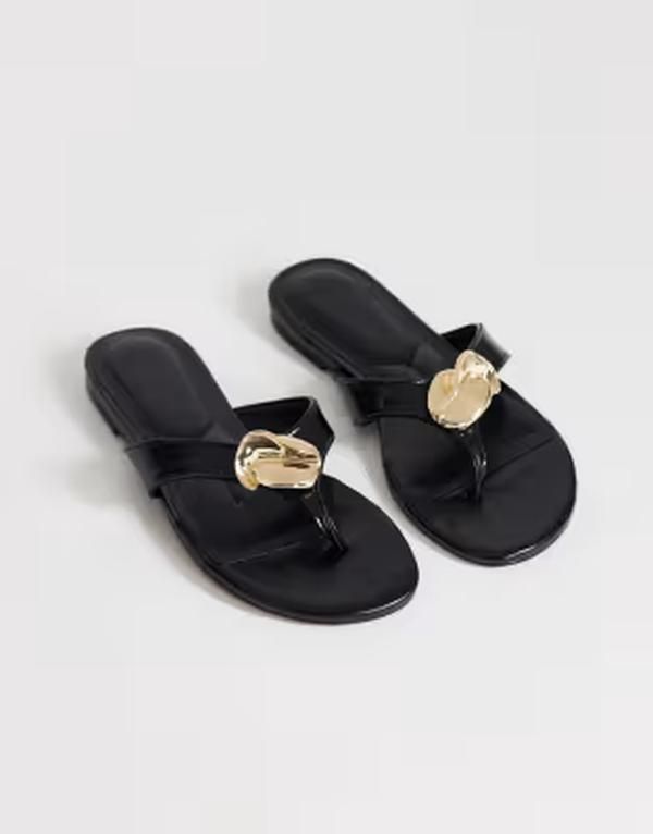トップショップ レディース シューズ サンダル Topshop Eden toe thong sandals withardware Black ブラック