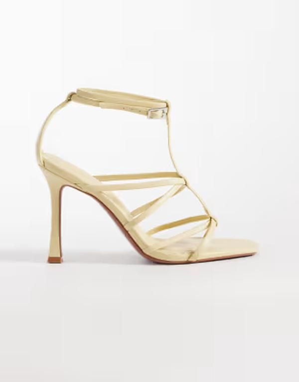 エイソス レディース シューズ サンダル ヒール ASOS DESIGNatalia caged tbar higheel sandals in lemon