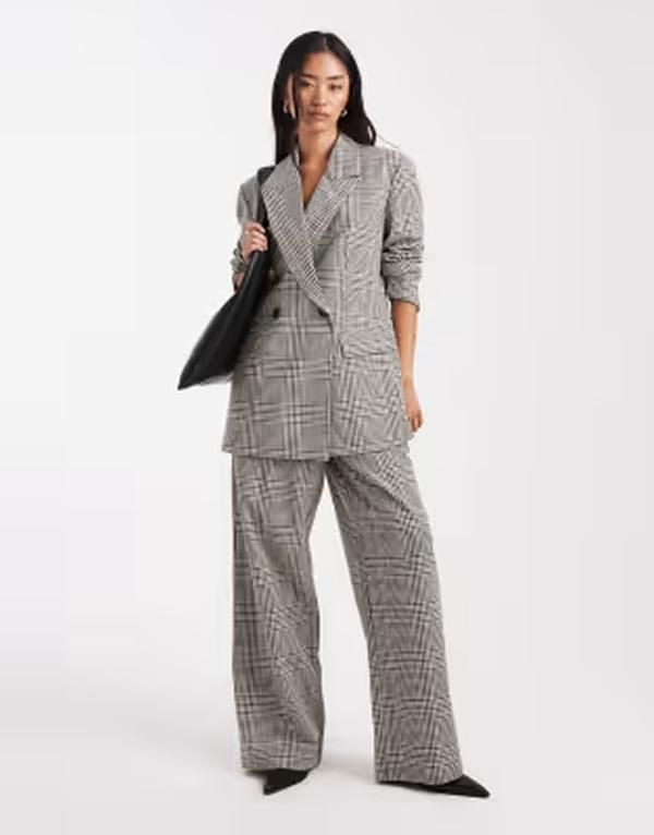 エイソス レディース ボトムス カジュアルパンツ ストレート ASOS DESIGN tailored relaxed straight leg pants in plaid part of a set Check チェック