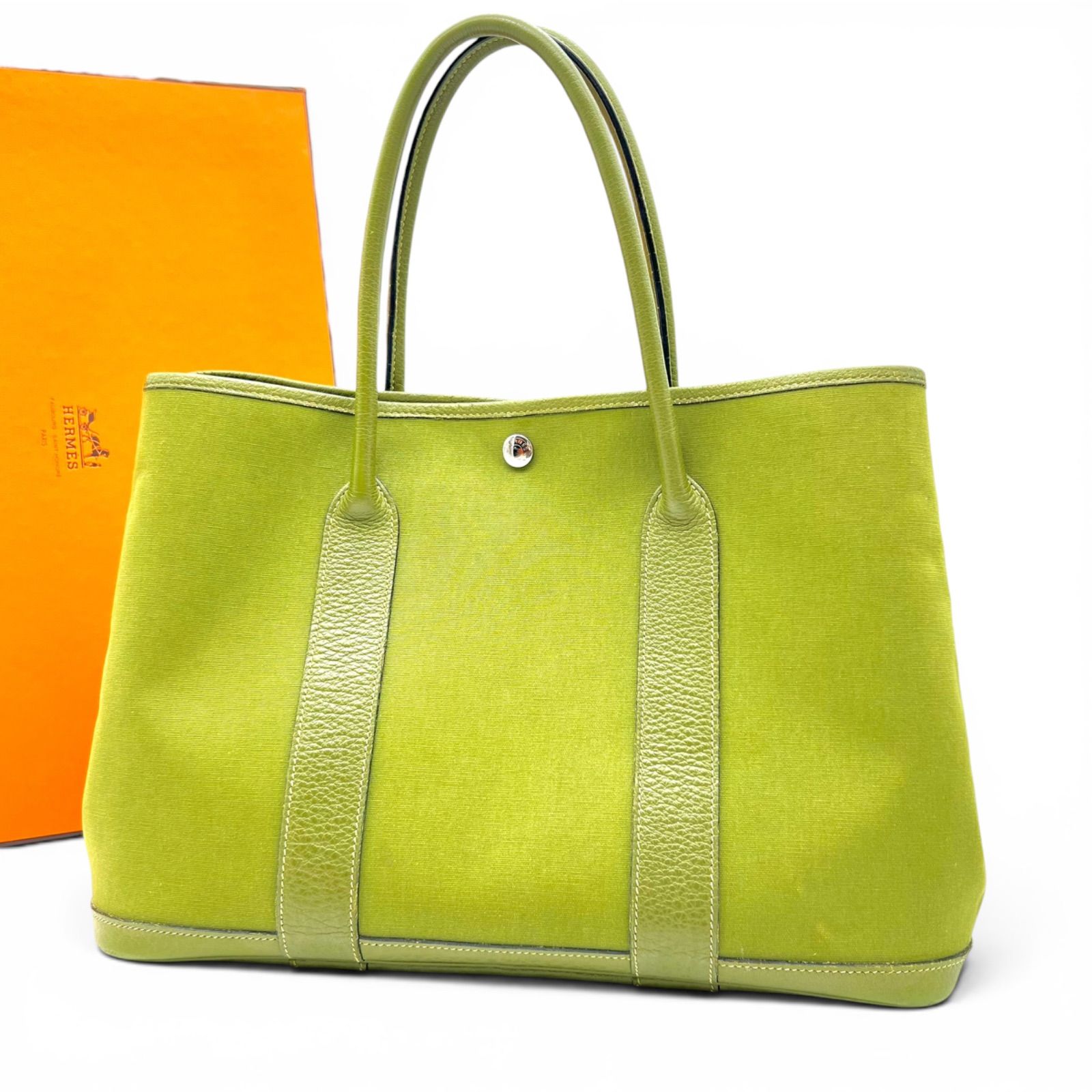 HERMES エルメス ガーデンパーティ PM □J刻印 グリーン 黄緑 レア 