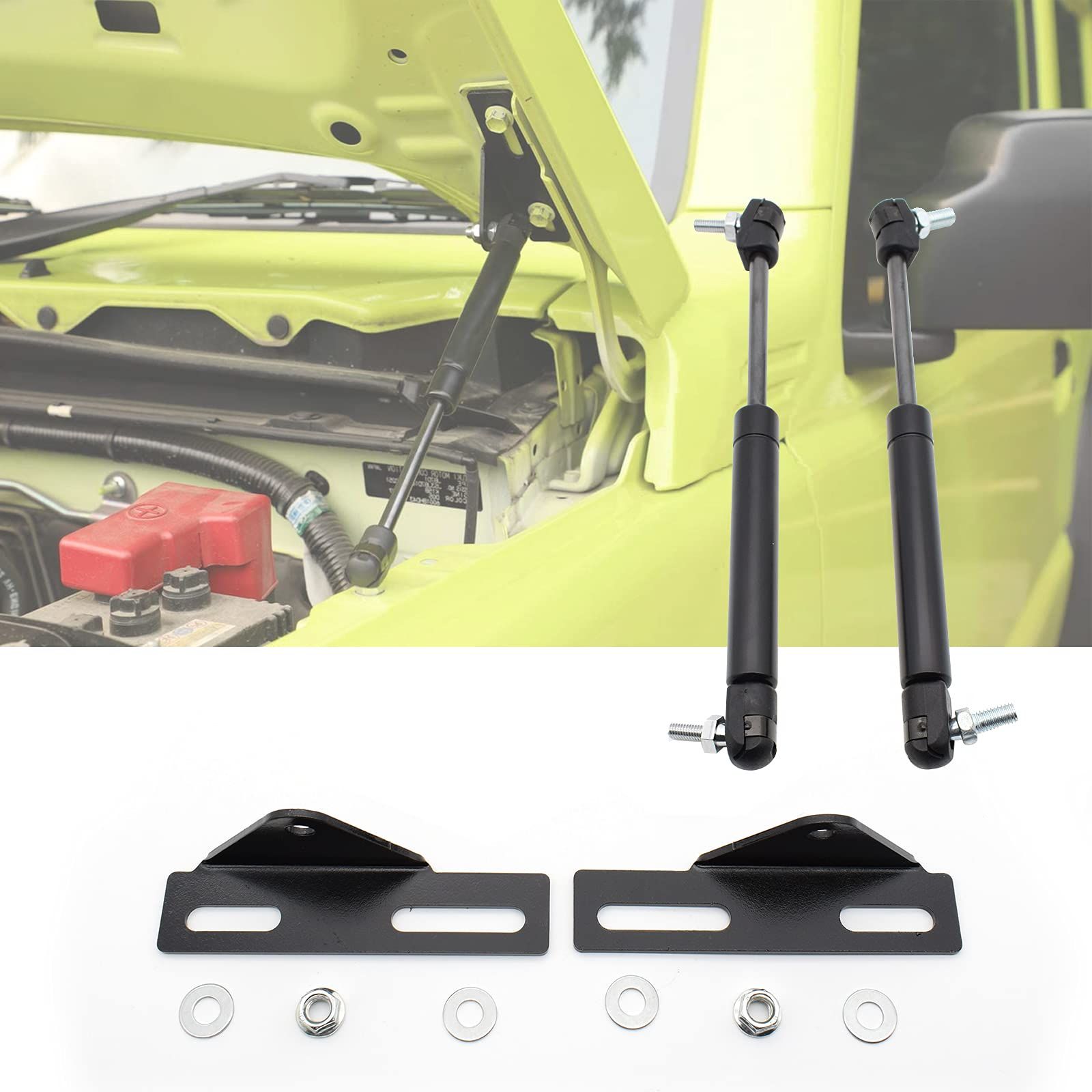 新品 XUKEY スズキ ジムニー JB64/JB74用 ボンネットダンパー スズキ ステンレス製 エンジンフードサポート ダンパー 油圧ダンパー 2本セット (2018-2025年モデル対応) 開閉アシスト 耐久性向上 簡単取り付け ジムニーカスタムパーツ
