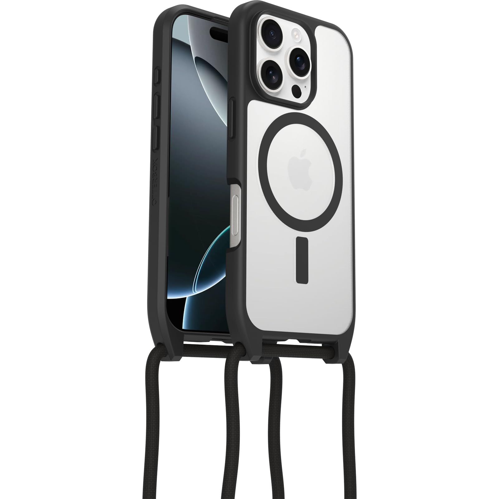 新品 【OtterBox】全米No1ブランド 薄型 軍事規格の試験クリア iPhone 16 Pro用 耐衝撃 衝撃吸収 米軍MIL規格 Magsafe対応ケース React Necklace 首掛け ストラップ ブラッククリスタル 【国内正規品】 〔オッター