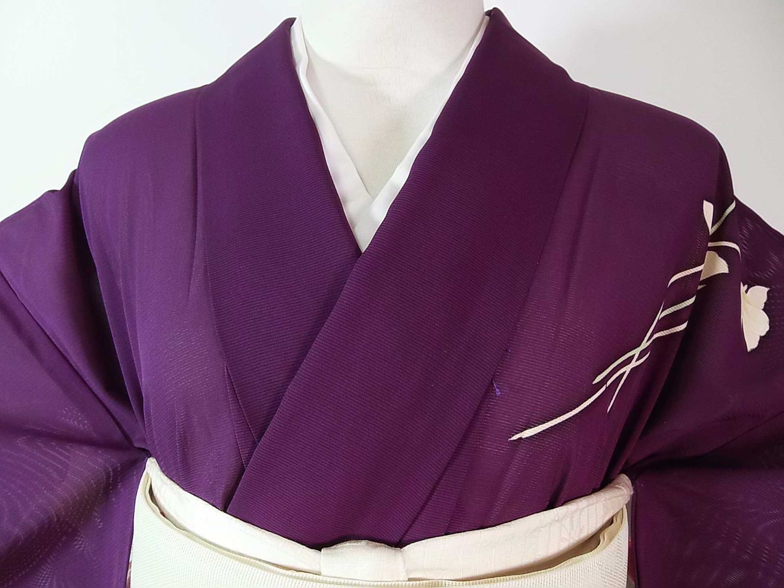 本紫に咲く花意匠 駒絽 正絹 夏着物 附け下げ 訪問着 涼感逸品 - メルカリ