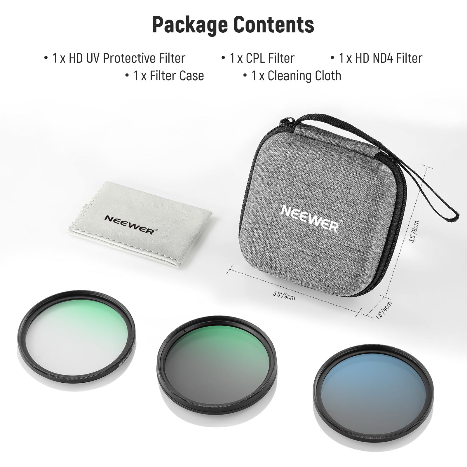 新品 NEEWER 62mm UV/CPL/NDレンズフィルターセット ハードシェル収納