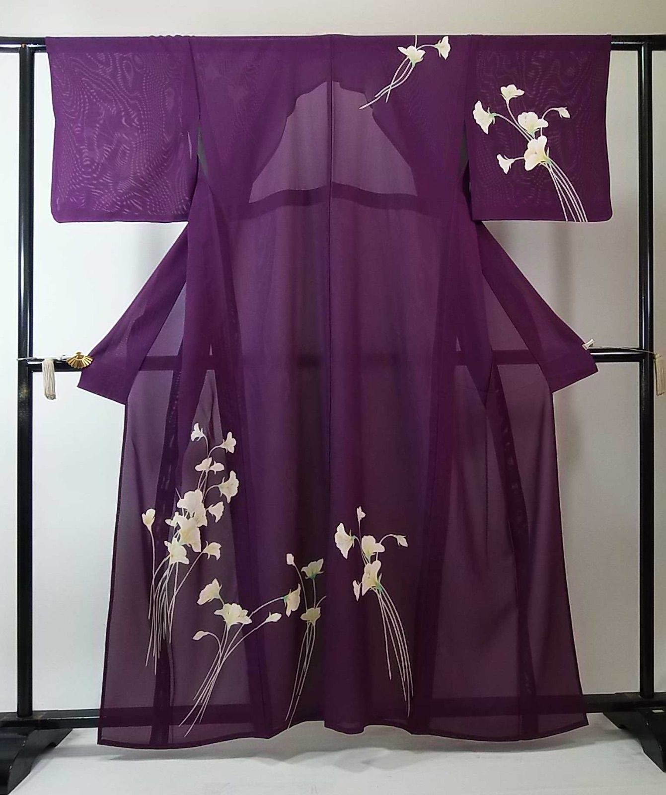 本紫に咲く花意匠 駒絽 正絹 夏着物 附け下げ 訪問着 涼感逸品 - メルカリ