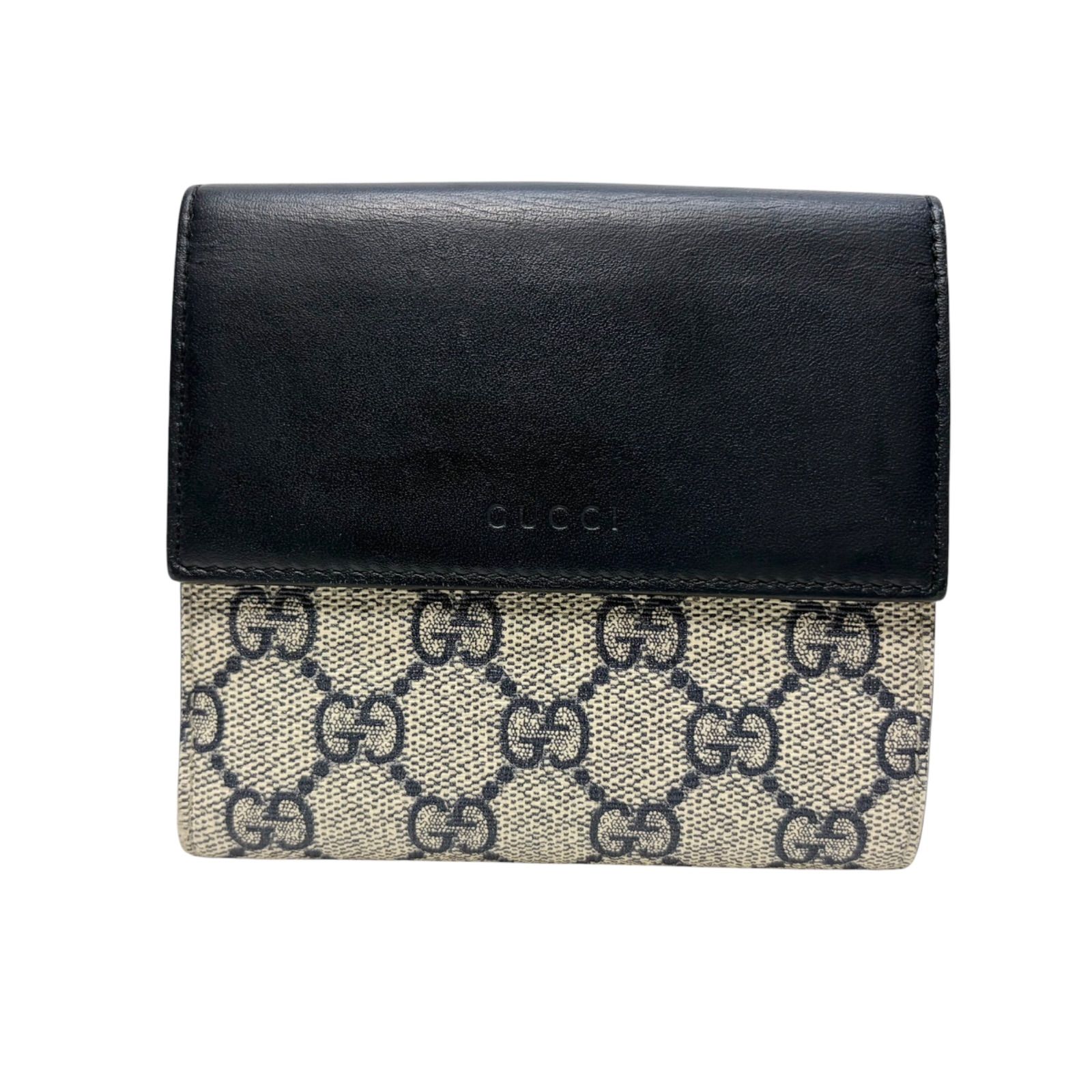 4392 GUCCI グッチ 折り財布 Wホック スプリーム GG ネイビー PVC レザー