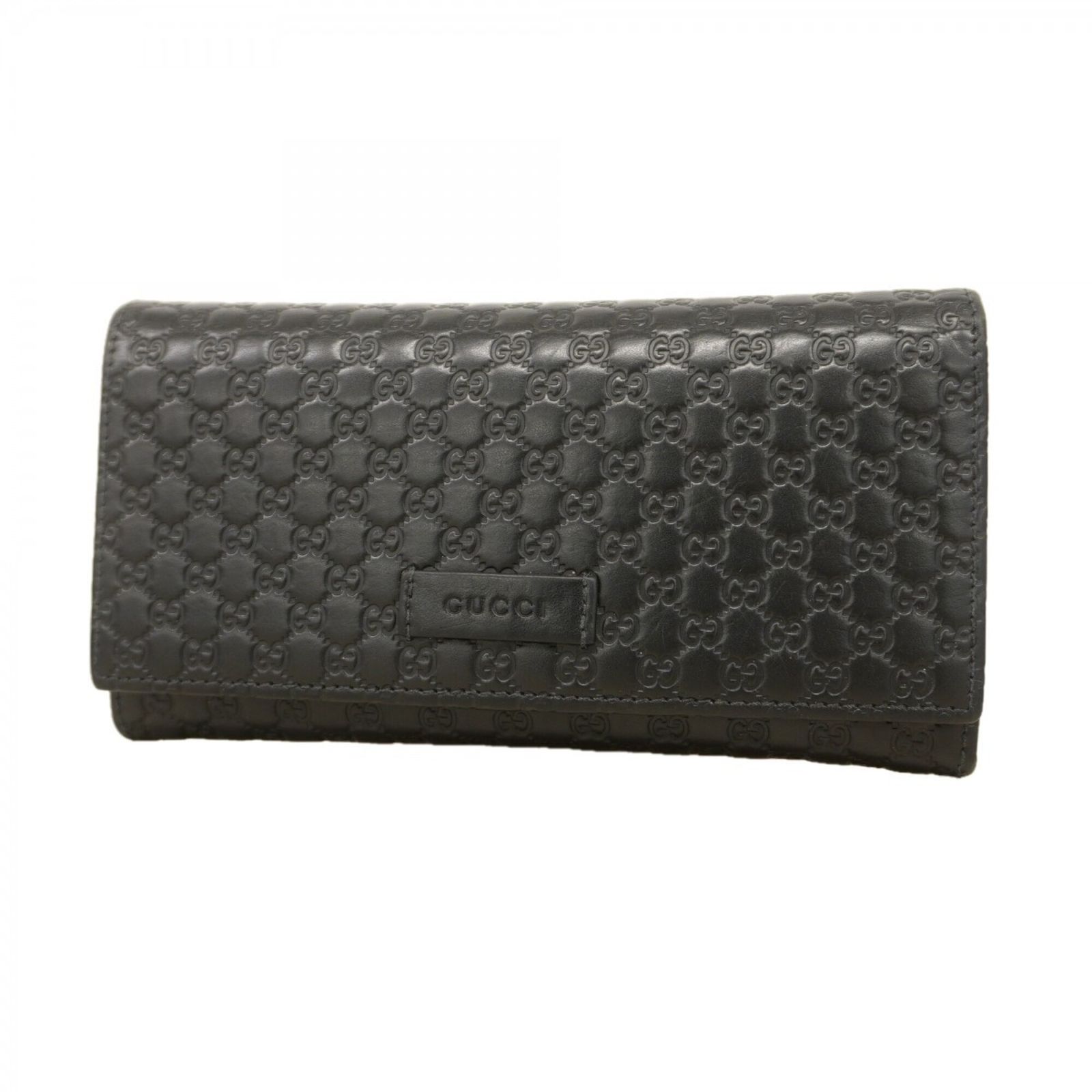 グッチ(Gucci) グッチ 長財布 マイクログッチシマ 449396 レザー ブラック シャンパンレディース