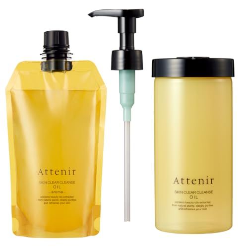 アテニア (Attenir) スキンクリア クレンズ オイル アロマタイプ エコパックセット (350mL レフィル/ポンプ/専用ホルダー) 詰め替え クレンジング クレンジングオイル メイク落とし (ダブル洗顔不要/毛穴/乾燥/角質) リフ c47dfbf7