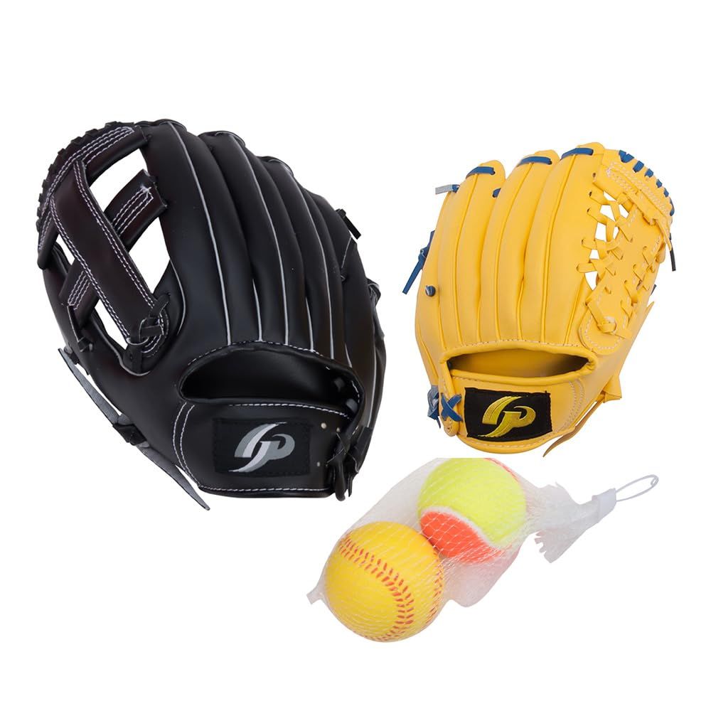 新品 GP(ジーピー)野球グローブ キャッチボール用親子セット 簡単マジックキャッチ 2種類のボール付き【大人-左投げ/子ども-右投げ】