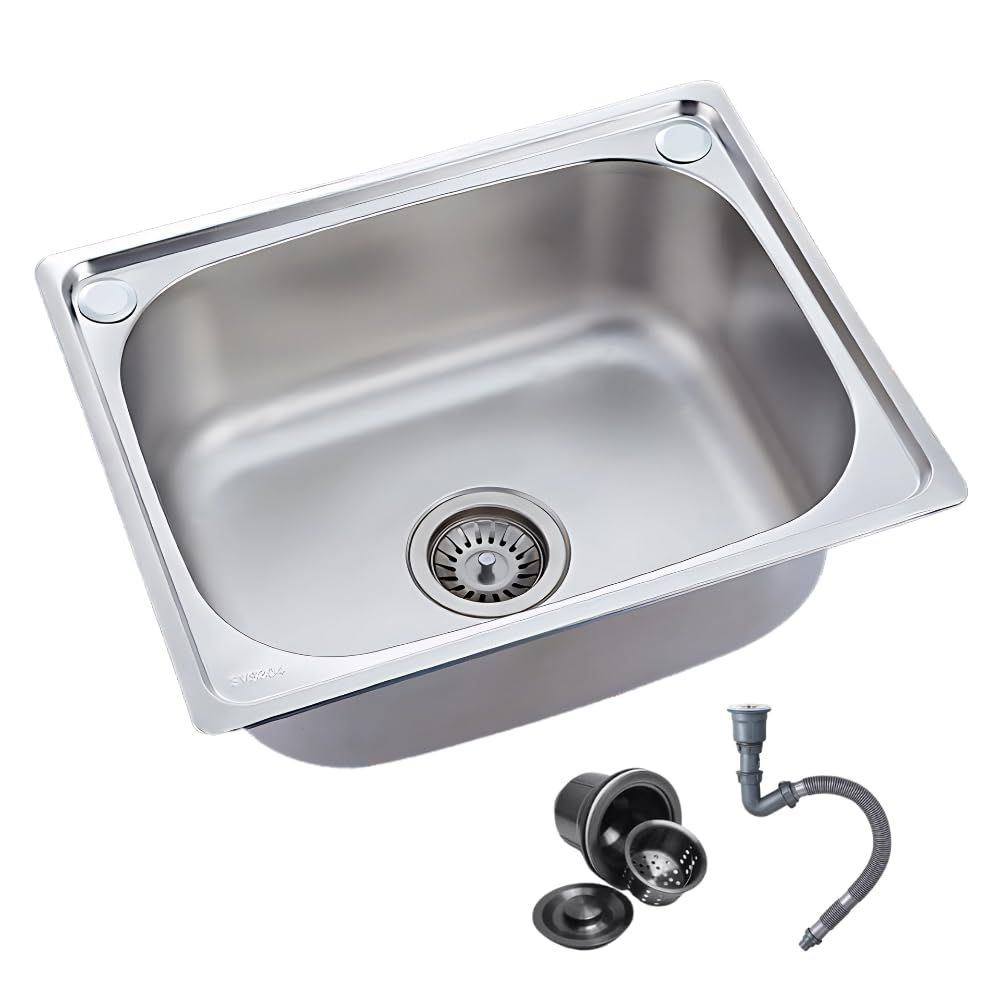 新品 MISHIP ガーデンシンク キッチン用流し台 304ステンレス製 長さ60×幅43×高さ22cm ドロップイン式 高静音 屋外作業 工具不要 簡易シンク 屋外 コンパクト 工場 農園 ステンレスシンク ミニシンク(蛇口なし)