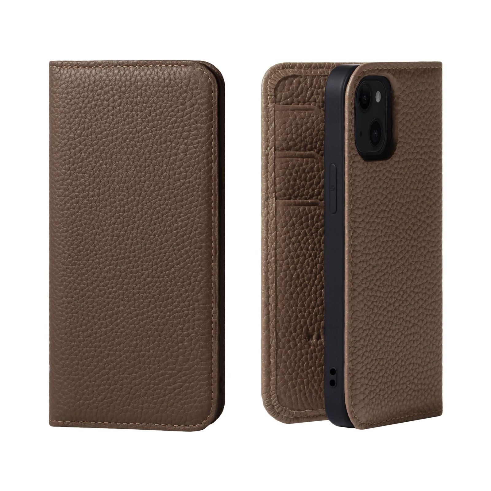 新品 HANATORA for iPhone 13mini ケース 手帳型 本革 スマホケース スマホ スタンド コードホルダー 付き シュリンクカーフレザー マグネットなし トープ PH-13Mini-Taupe ギフト 誕生日 女性 男性 彼女 お母さん