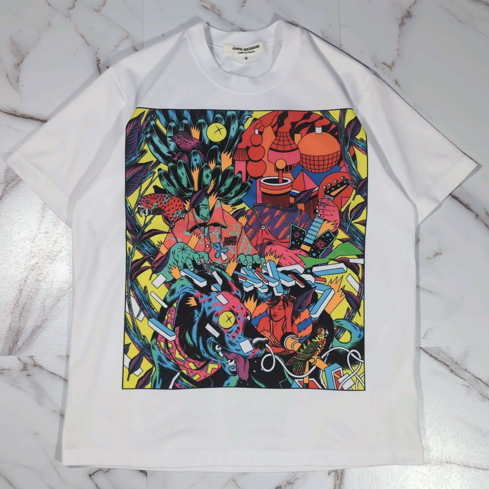 20SS AD2019 JUNYA WATANABE COMME des GARCONS Demsky J. グラフィックプリント S/S TEE S ホワイト