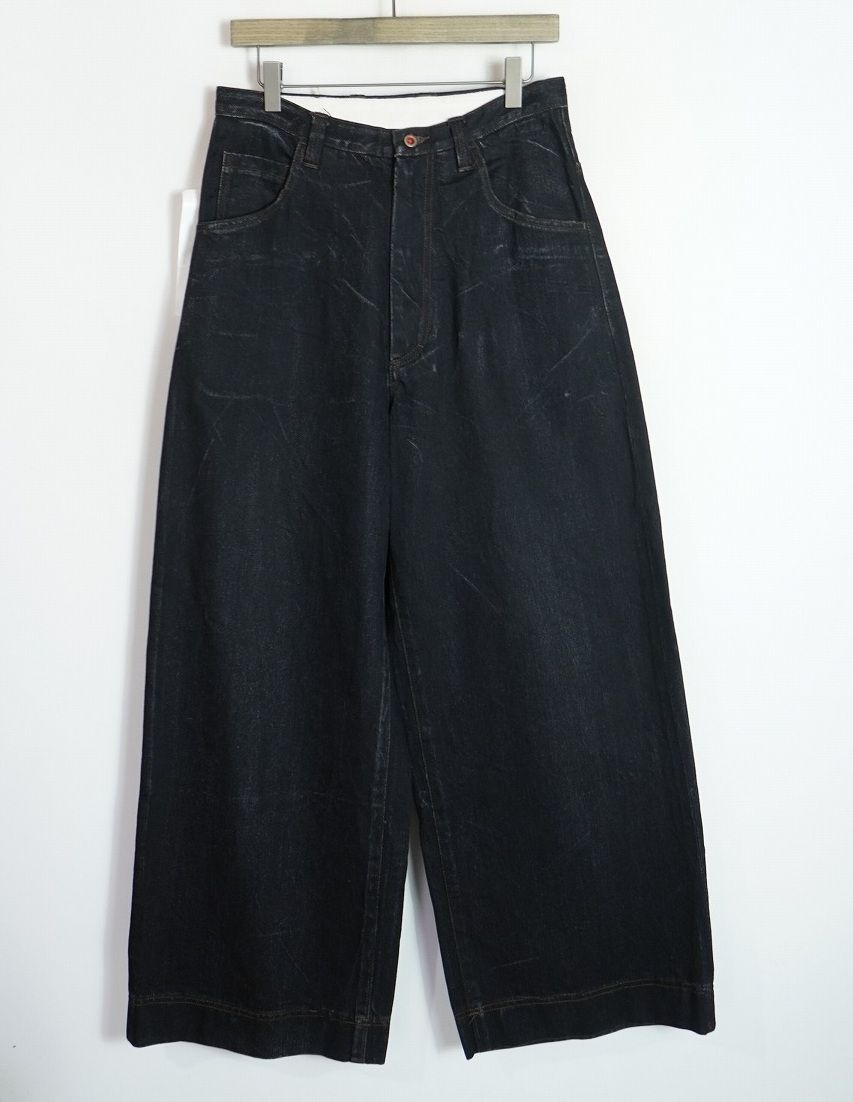 美品 25AW from Argleton フロム アーグルトン Black denim trousers ワイド バギー デニム パンツ ジーンズ サイズ48 ブラック黒 2992Q♪