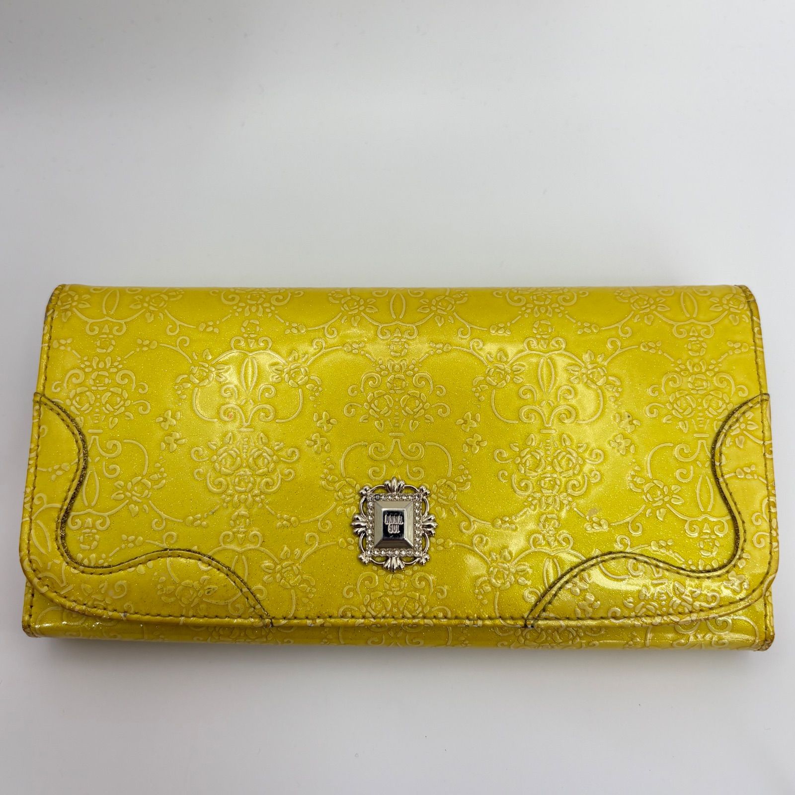 ANNA SUI アナスイ がま口 長財布 型押し 黄色 イエロー - メルカリ