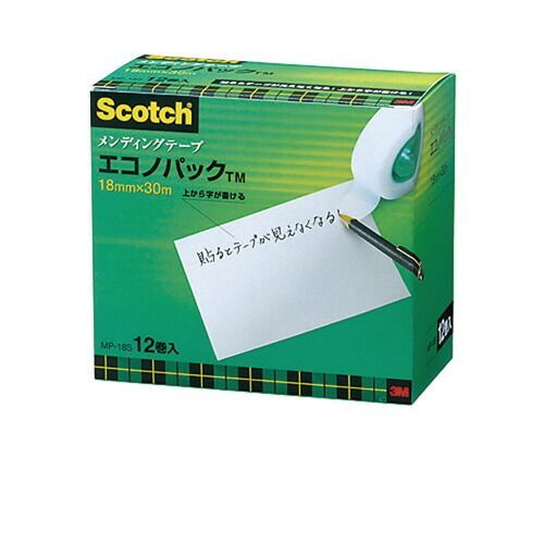 スコッチ　メンディングテープエコノＰ　小巻　１８ｍｍ×３０ｍ　１２巻入MP-18S【スリーエム　ジャパン】