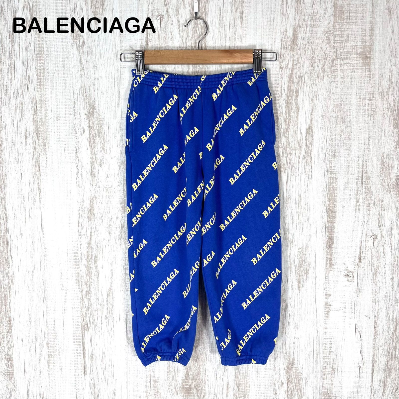 BALENCIAGA バレンシアガ ロゴ総柄 スウェットパンツ ブルー キッズ 120cm