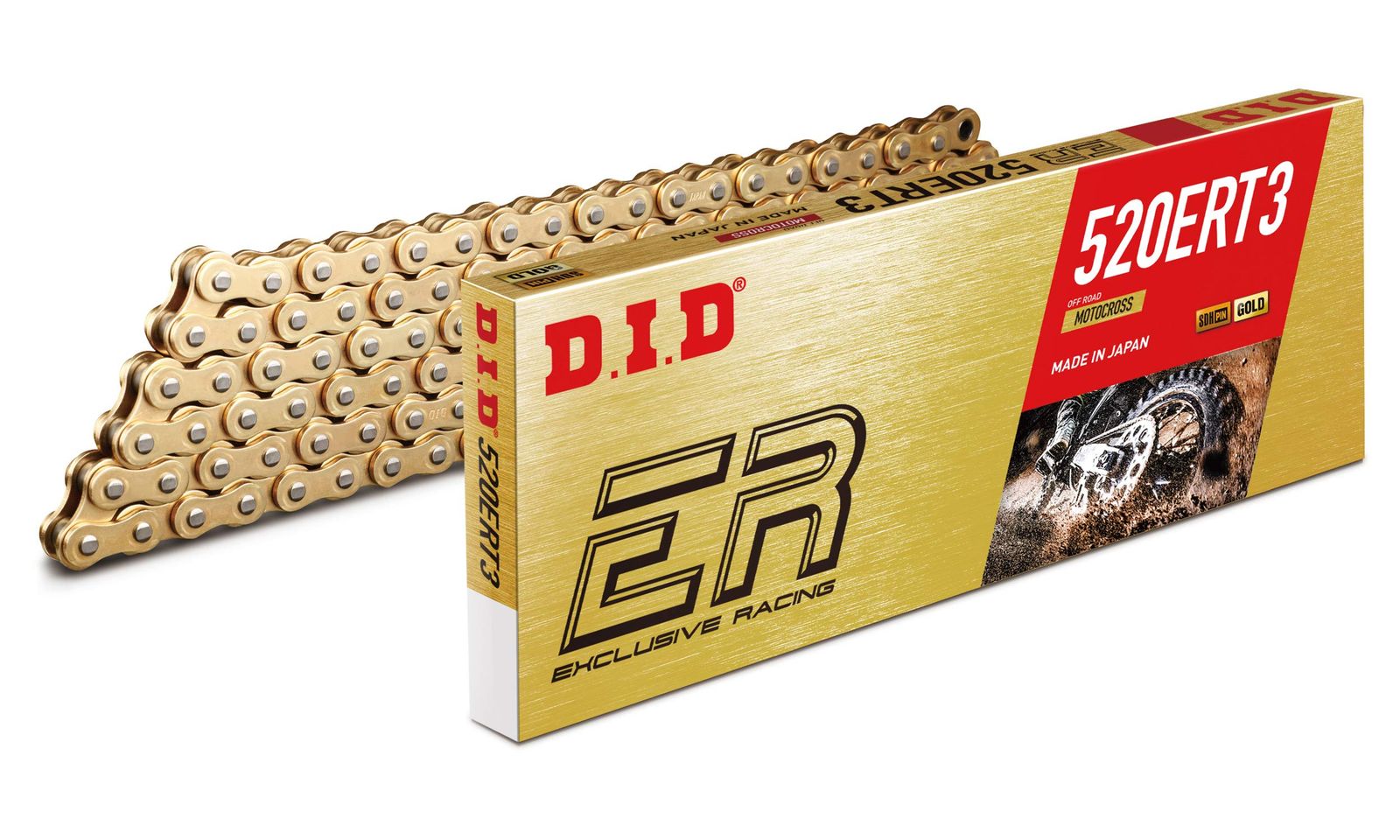 新品 D.I.D(大同工業)バイク用チェーン クリップジョイント付属 520ERT3-118RB G&G(ゴールド) SDHピン加工 二輪 オートバイ用 906401