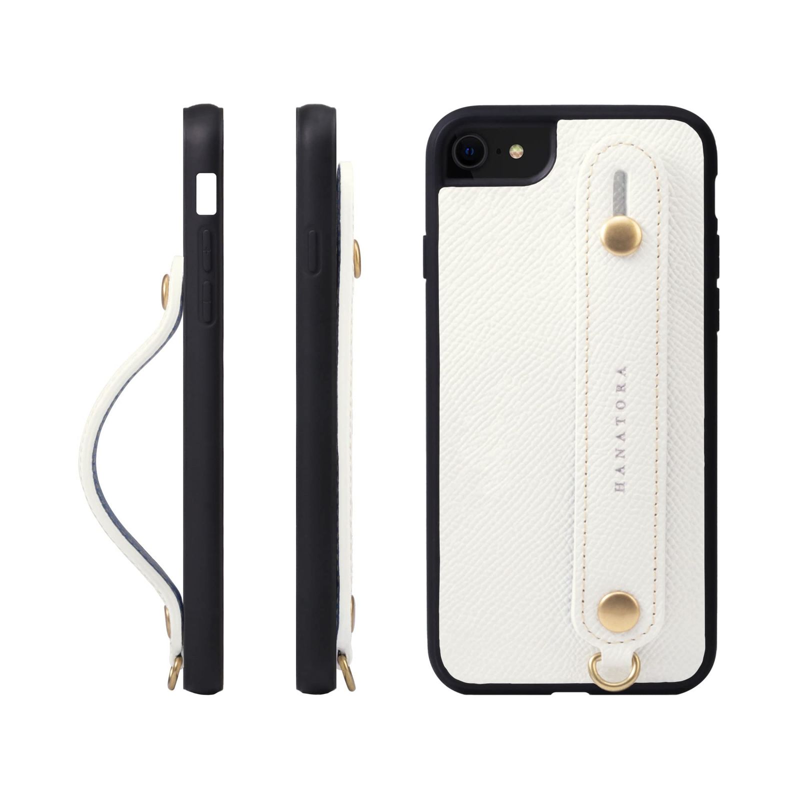 新品 HANATORA for iPhone 8 7 SE3 SE2 (第3世代 第2世代) ケース 本革 耐衝撃 背面ベルト スマホケース スマホ スタンド機能 ネック ストラップ 付き エンボスレザー ギフト マグネットなし ホワイト NGH-8SE-Wh 5,057円