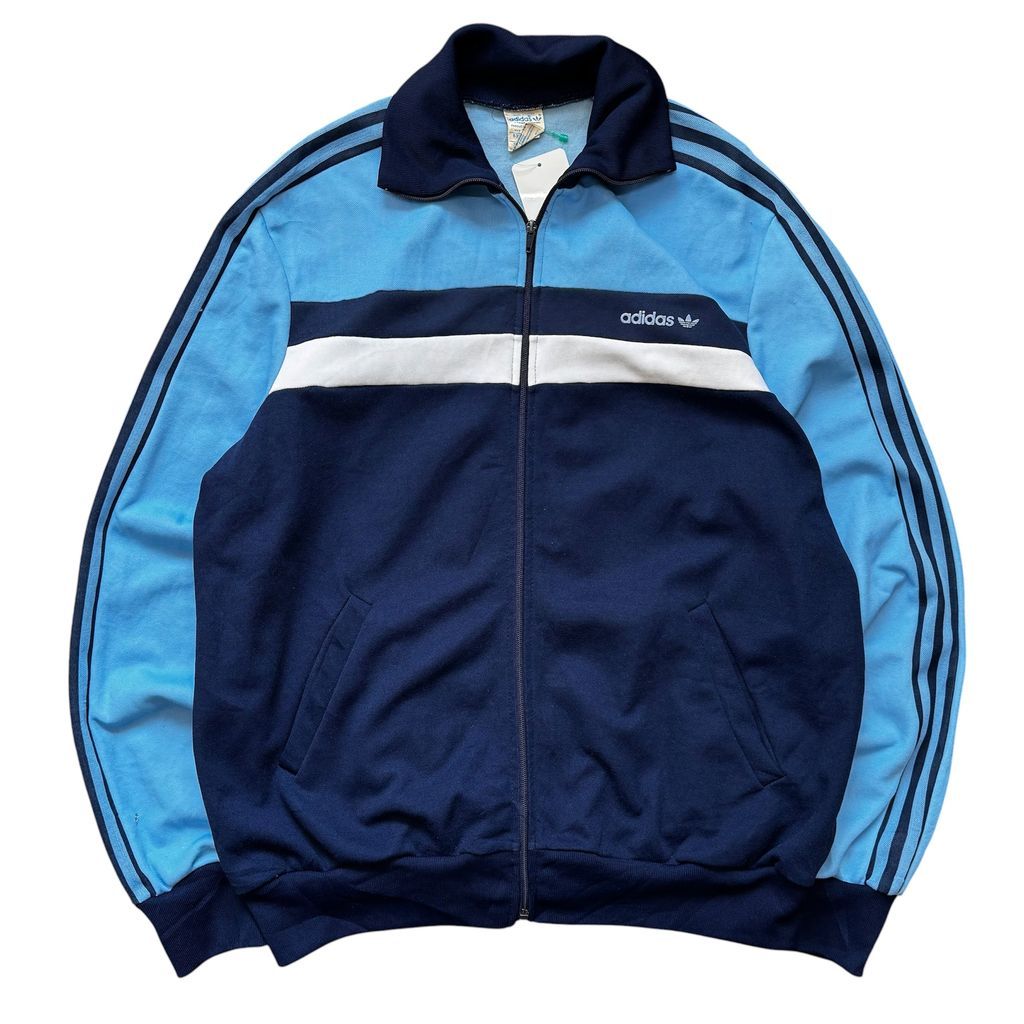 70s~ adidas VENTEX アディダス トラックジャケット ジャージ 紺×水色 Lサイズ No.EA431