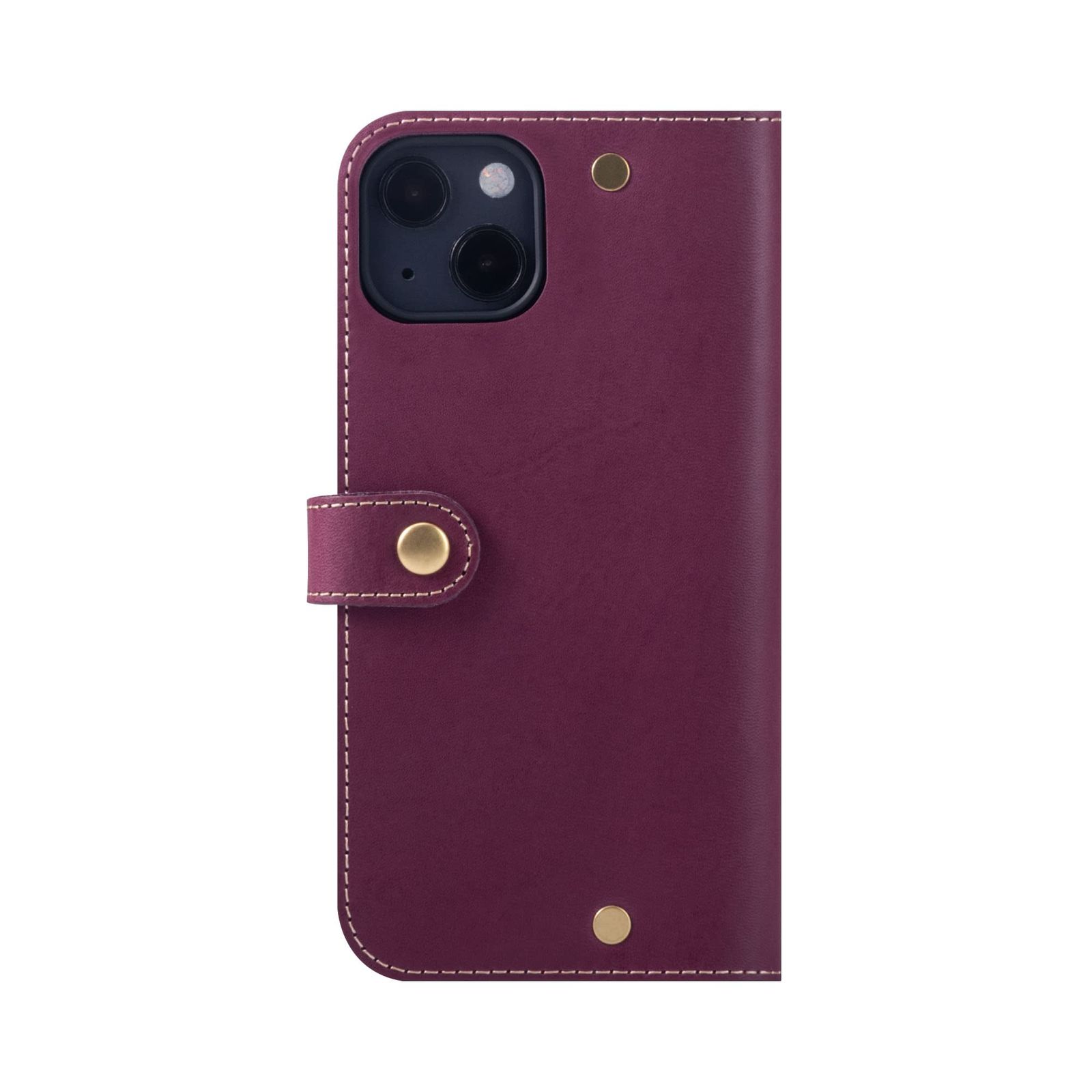 新品 HANATORA for iPhone15Plus ケース 手帳型 本革 スマホケース スマホ スタンド ストラップ 付き イタリアンレザー ギフト マグネットなし パープル PN-15Plus-Purple