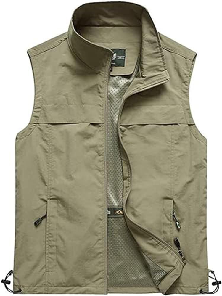 新品 MDMYXJP 防紫外線 速乾通気 UVカットカメラマンベスト フィッシング アウトドア メッシュベスト 登山 釣り用 撮影用 多機能 春 夏 秋 MD383 (JP アルファベット 2XL カーキ)