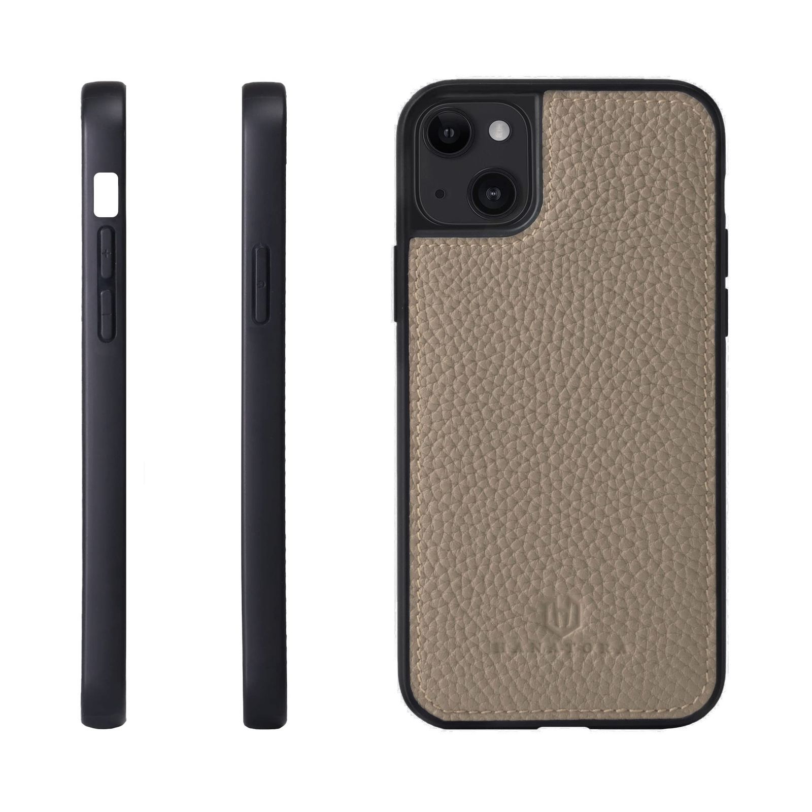 新品 HANATORA for iPhone 17 ケース 本革 耐衝撃 スマホケース スマホ コードホルダー 付き シュリンクカーフレザー ギフト バンパー型 マグネットなし グレージュ SPG-17-Grege