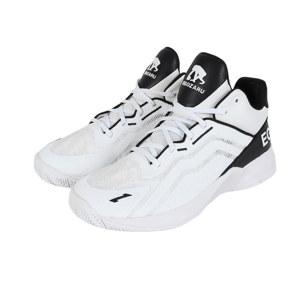 新品 エゴザル（EGOZARU） バスケ シューズ バッシュ EGO AWAKE 1.5 エゴアウェイク 安定 ミッドカット 白 EZFW23-005-025 （ホワイト×ブラック/２７．５/Men's、Lady's）