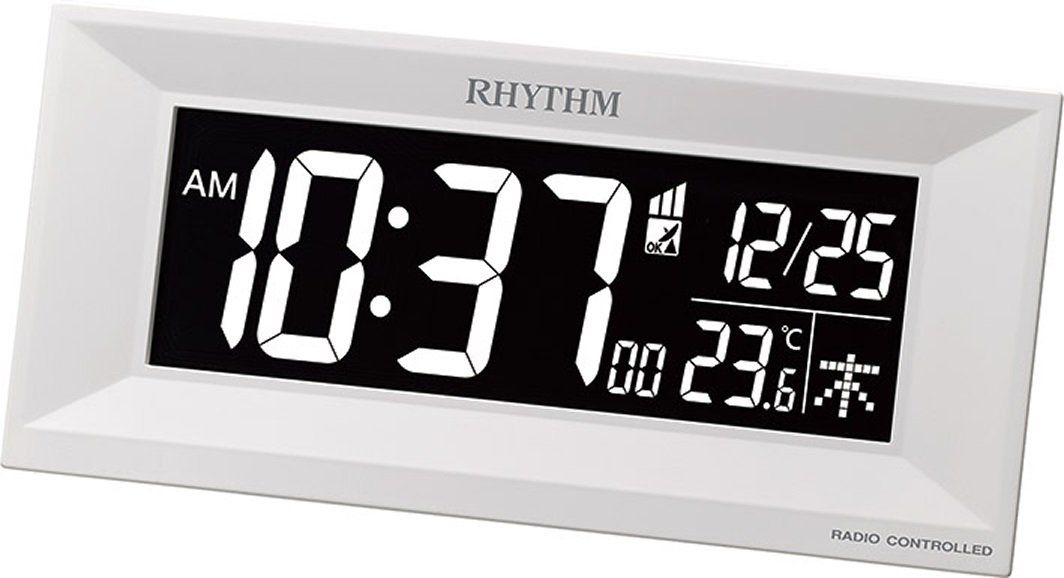 新品 リズム(RHYTHM) 電波 目覚まし 時計 デジタル Iroria M イロリアM グラデーション LED 365色 表示 白 RHYTHM 8RZ196SR03