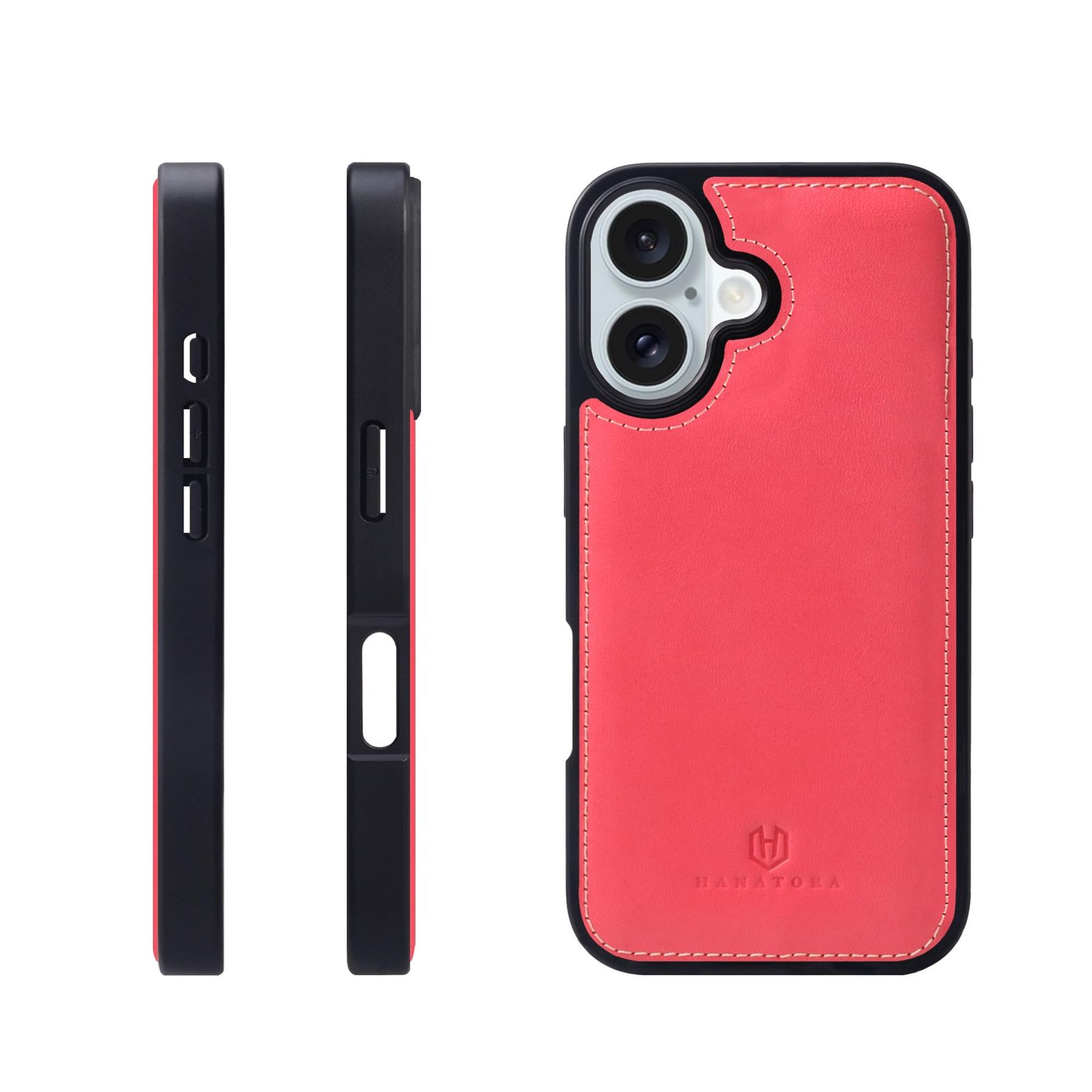 新品 HANATORA for iPhone 16Plus ケース 本革 耐衝撃 スマホケース スマホ コードホルダー 付き イタリアンレザー ギフト バンパー型 マグネットなし レッド GS-16Plus-Red 4,155円