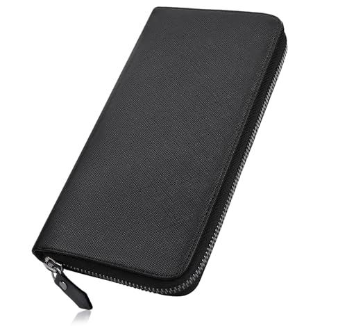[ATIANNI] 財布 メンズ 長財布 大容量 本革 ラウンドファスナー スキミング防止 セパレート型 小銭入れ 一流の財布職人が作る 紳士用 ビジネス スタイリッシュ 牛革 さいふ ブラックmi
