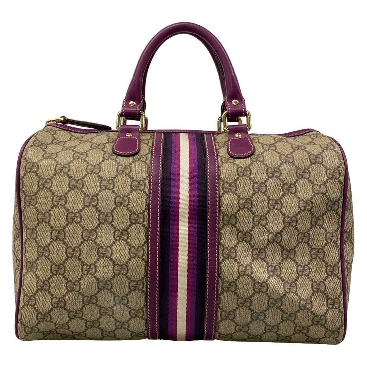 GUCCI(グッチ) ハンドバッグ GGプラス・GGスプリーム 189895 ダークブラウン×ベージュ×パープル LIMITED EDITION/ミニボストン レザー