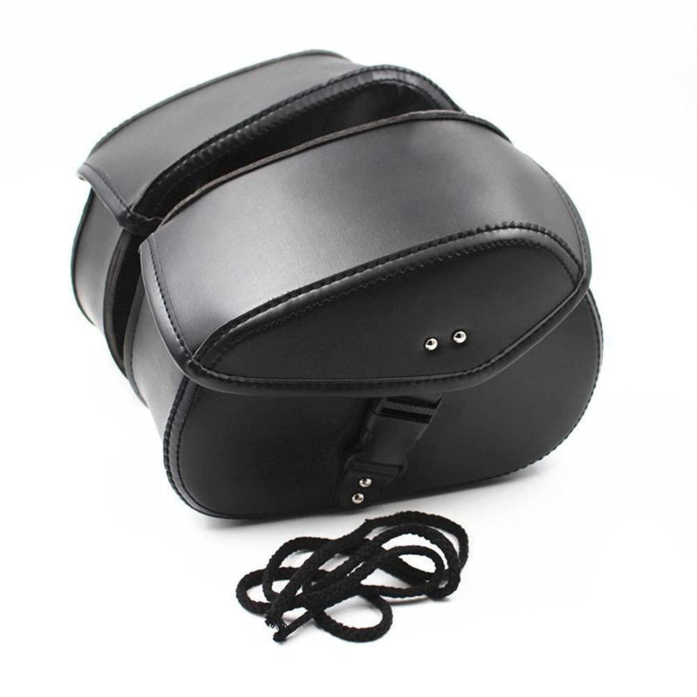 新品 ZSADZS バイク用 アメリカン サイドバッグ 大容量収納 高級品 ツールバッグ 旅行 ツーリング レザーバッグ 防水 革 2個セット (Black-A)